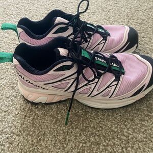 Salomon Pink and Green Sneakers
